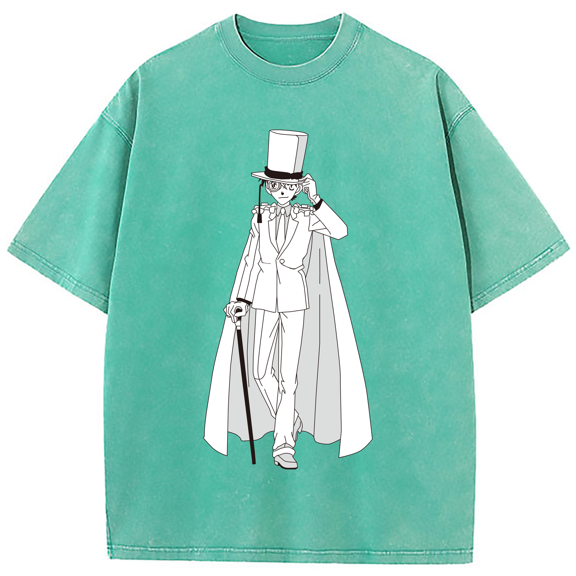 （画像用） 名探偵コナン くろば かいと Detective Conan Kuroba Kaito 綿100% ヴィンテージ風 半袖Tシャツ（フロントプリント）